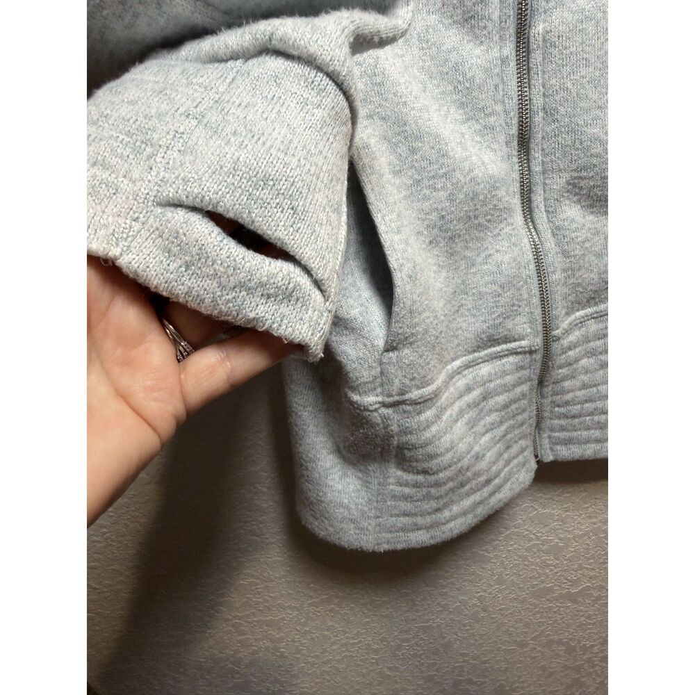 Thread & Supply Fleece Moto Zip Hoodie Jacket Gray Thumb Hole Women's Small - Picture 5 of 9